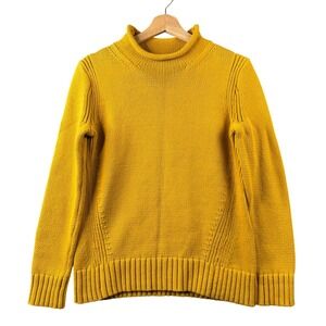 J.Crew Always Roll Mock Neck Shaker Stitch Cotton Blend Sweater Yellow Size XS